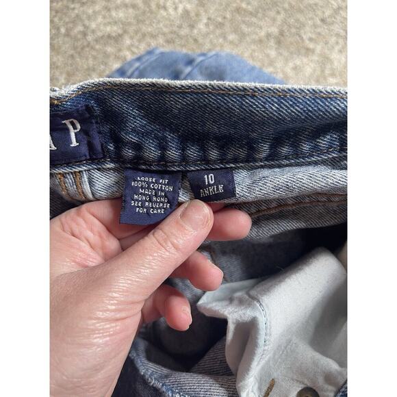 Vintage Gap Blue Jeans Womens Size 10 Ankle Button Fly Distressed Hong Kong - Picture 2 of 8